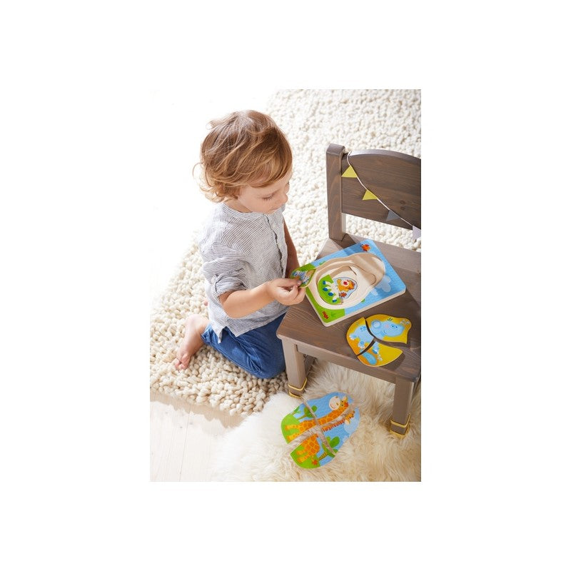 Puzzle din lemn in straturi - Animale salbatice, Haba